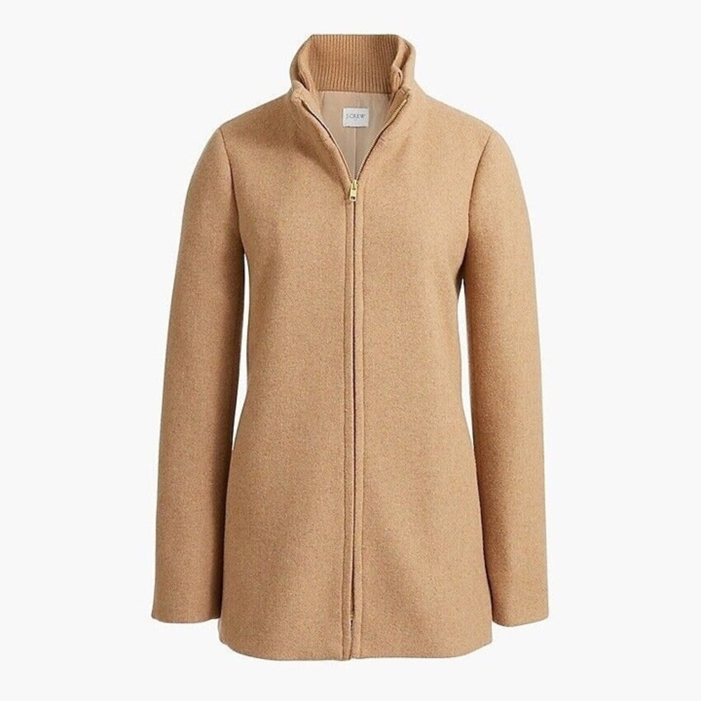 J.Crew Factory Village Coat Camel Tan Wool Blend AB457 Size 0
